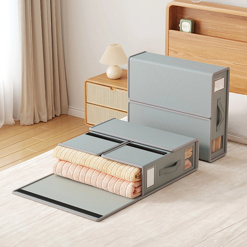 Foldable Fabric Storage Bins 4pc Set with Handles – Space-Saving Organisers for Bedroom & Laundry