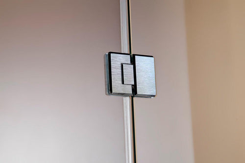 Frameless 10mm Glass Shower Screen - 1000 x 1000mm - Nickel Hinges/Brackets and Round Handle