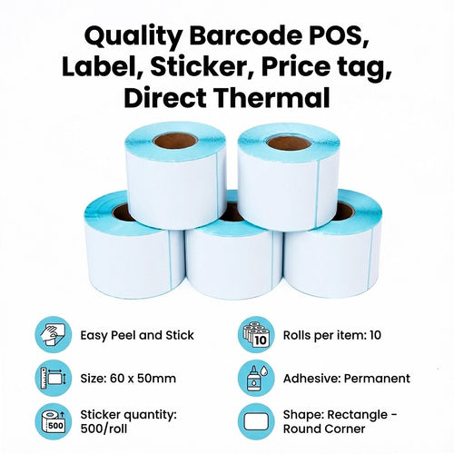 Premium Quality Barcode POS Labels, Stickers & Price Tags – Direct Thermal 60 x 50mm