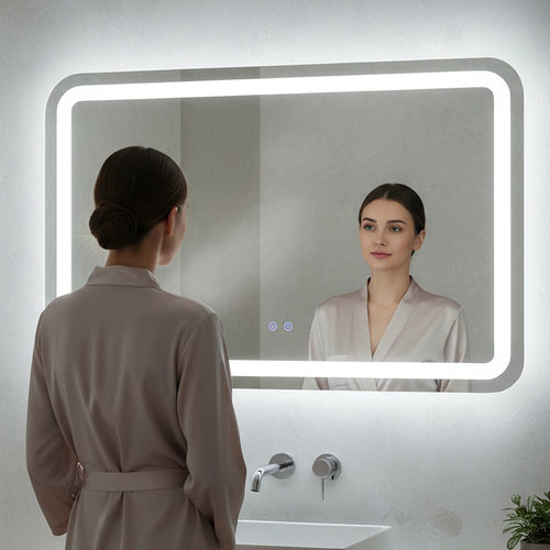 Rectangular LED Mirror with Anti-Fog – Illuminated Bathroom & Living Room Design 120 x 80cm