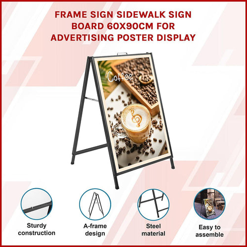 Frame Sign Sidewalk Sign Board 60x90cm Advertising Poster Display