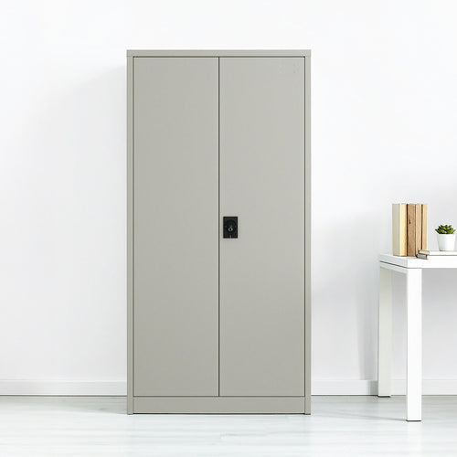 Double-Door Metal Cabinet with 4 Shelves – Office, Garage, or Home Storage in Grey without Legs