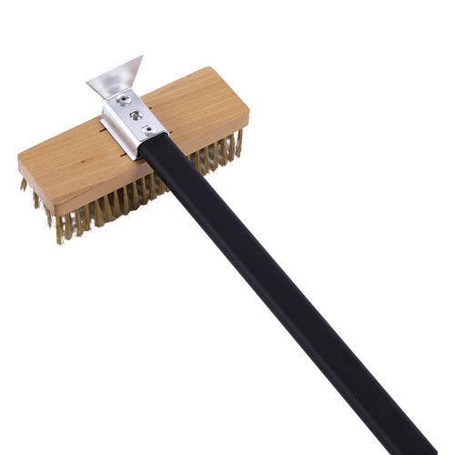 80cm Heavy Duty Pizza Oven Brush with Steel Scraper Cleaner
