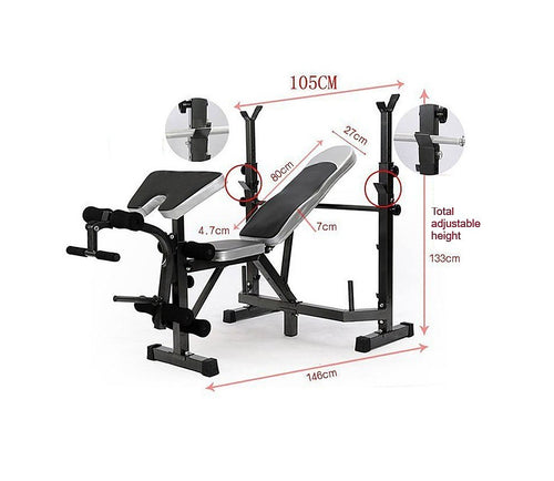 Multi-Station Home Gym Equipment with Adjustable Weight Bench
