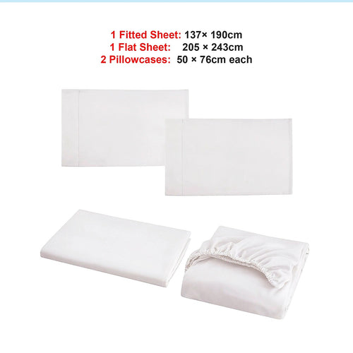 Double Bed Sheet Set – 1800 Series Microfiber, Deep Pocket, Soft & Breathable, White