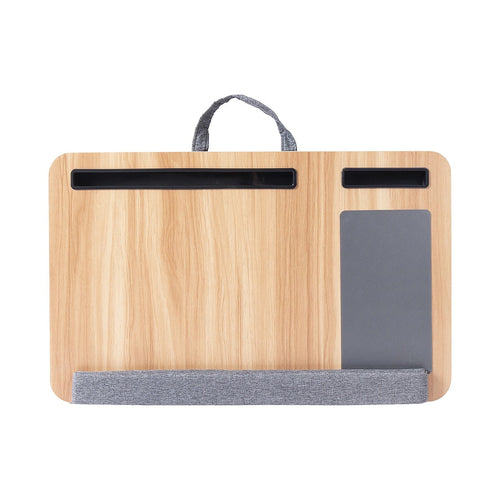 Portable Lap Desk with Mouse Pad & Cushion – Oak Finish Laptop Table