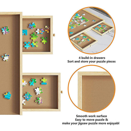 Wooden Jigsaw Puzzle Table Board Storage Table