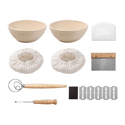 2 x 9" Sourdough Bread Proofing Set Bread Making Kit Round Bowls