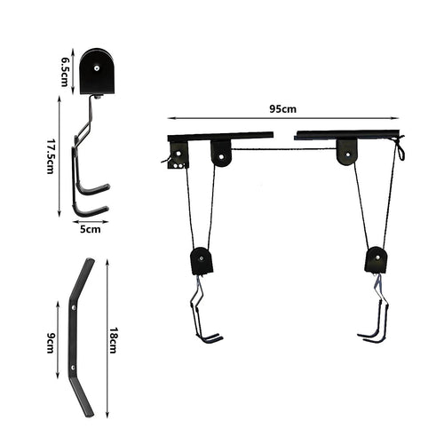 Heavy Duty Bike Hoist Pulley Lift – Secure Garage Ceiling Storage Rack with Safety Lock