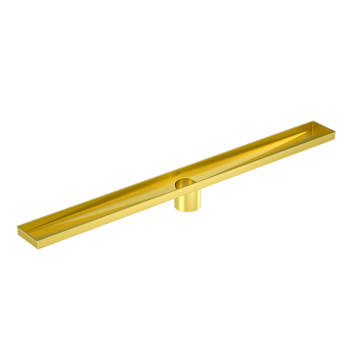 80cm Bathroom Shower Brushed Brass Grate Drain w/ Centre outlet Floor Waste