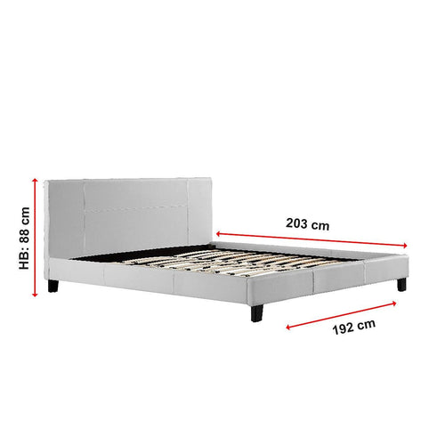 King Bed Frame White PU Leather