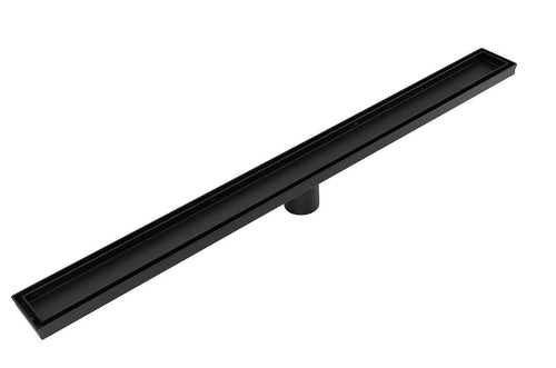 120cm Tile Insert Black Grate Drain w/Centre outlet Floor Waste 