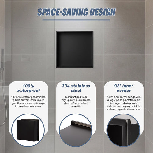 Stainless Steel Shower Niche 32x32cm Shelf Recessed Wall Insert