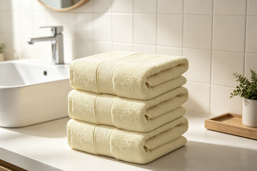500 GSM Cotton Bath Towels 4 Pack Beige