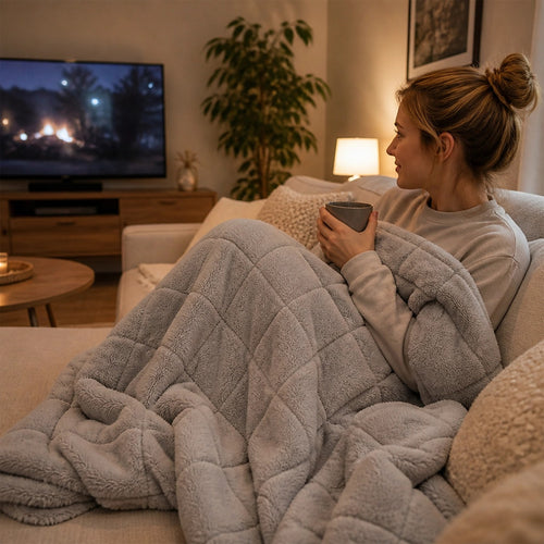 10kg Teddy Fleece Weighted Blanket 150 x 200cm Ultra Soft Sherpa Heavy Blanket Grey for Bed, Sofa & Home Comfort