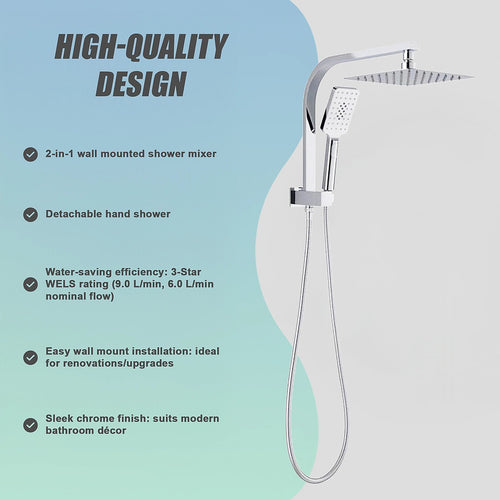 Wall Mounted Chrome Dual Shower Mixer – Rainfall & Handheld Massage Head
