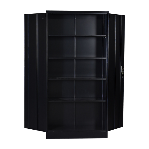 Two-Door Storage Locker Cabinet – Office, Gym & Shelf Unit with Secure Design in Black