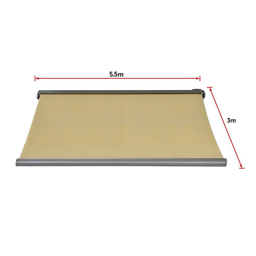 Heavy Duty Full Cassette Retractable Awning: Motorised 5.5x3m Beige Sunshade