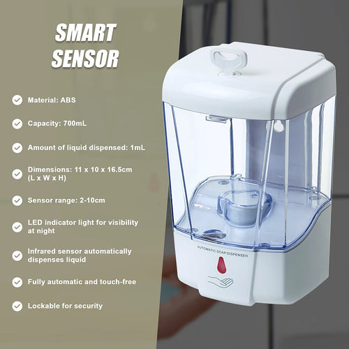 Automatic Liquid Soap/Alcohol Sanitizer Dispenser 700ML Hands-Free Sensor Wall