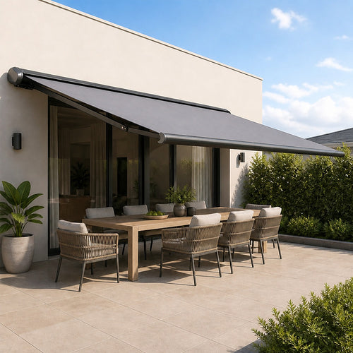 Motorised Folding Arm Awning 5x3m | Full Cassette Grey