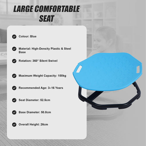 Large Sensory Spinning Chair for Kids with Handles 360° Balance Spin Seat Active Play Chair 100kg Blue