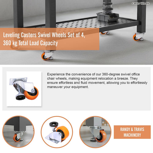 Leveling Casters Swivel Wheels Set of 4, 360 kg Total Load Capacity