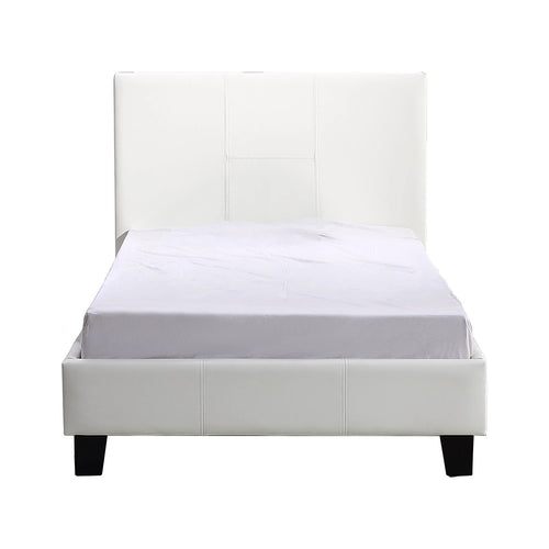 Single Size Bed Frame with Headboard – White PU Leather