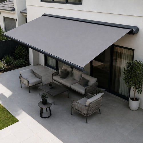 Motorised Folding Arm Awning 5x3m | Full Cassette Grey