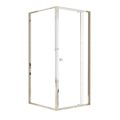 Adjustable Semi Frameless Shower Screen Front: (82~90)x195cm with Gold Hardware and Side: (89~92)x195cm