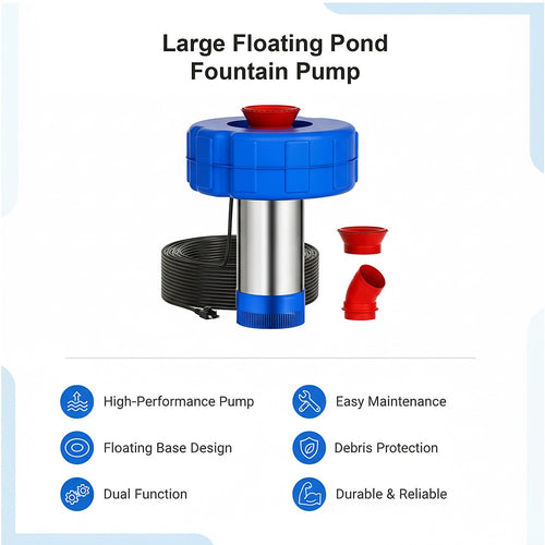Large Floating Pond Fountain Pump for Outdoor Water Features & Efficient Aeration