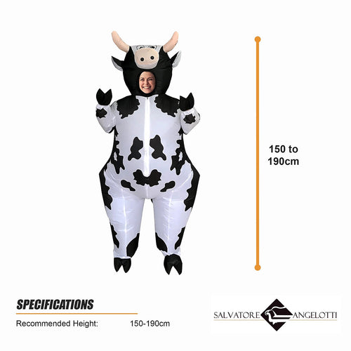 Adult Inflatable Cow Costume Blow Up Fancy Dress Halloween Party Suit