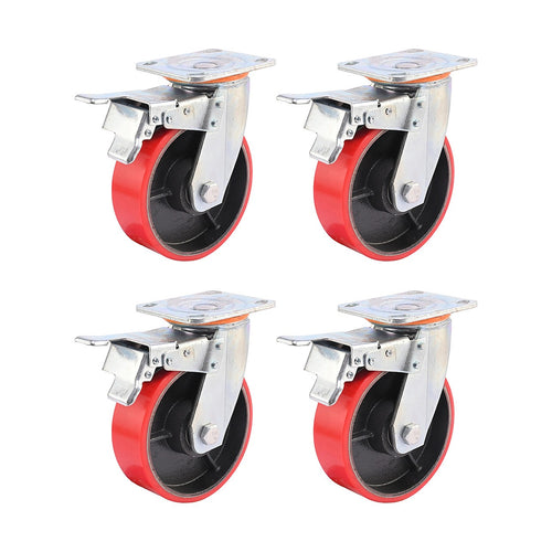 4 Pack 6 Inch Castor Wheels Heavy Duty 500kg Swivel with Brake