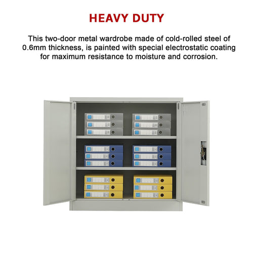 Two-Door Metal Locker - Grey without Legs