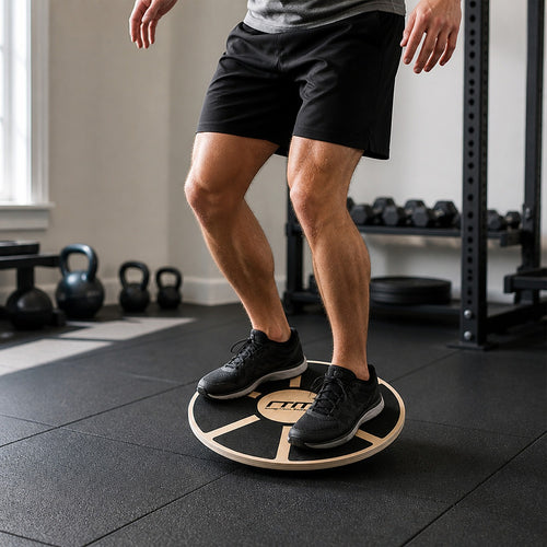 Heavy Duty 15.5" Wooden Balance Board with Non-Slip Pad for Core Strength & Fitness Training