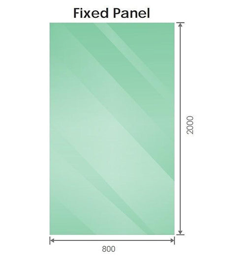90x80cm Corner Frameless Shower Screen with Nickel Channel and SS Hinges, Square Double Pull Handle