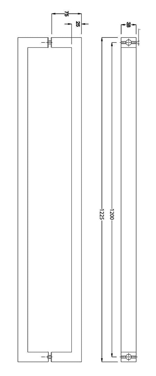 Entrance Door Pull Handle Matte black 1200mm