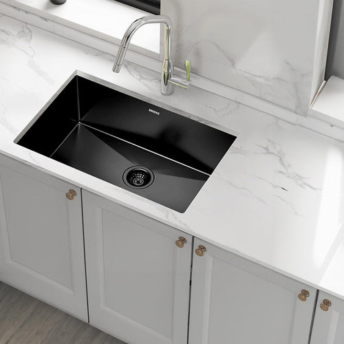 700x450mm Stainless Steel Handmade 1.5mm Sink with Waste in Black with sand finish Finish