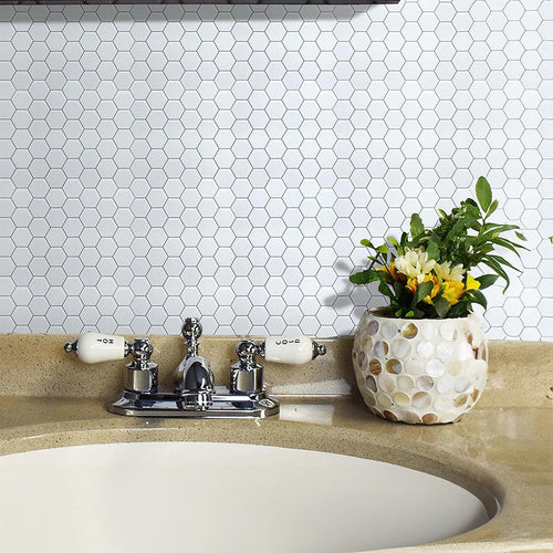 Tiles 3D Peel and Stick Wall Tile Hexagon White 10 Sheets