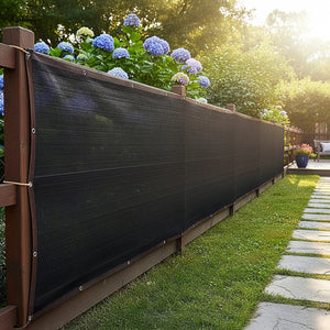 15m x 2m Fence Windscreen Privacy Shade Cover – Black Fabric Mesh for Garden, Patio & Outdoor Areas