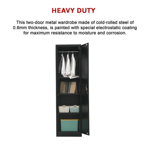 Single Door Metal Locker Cabinet - Black without Legs