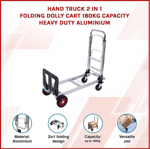 Aluminium Folding Hand Truck Trolley – Heavy Duty 180kg Dolly Cart