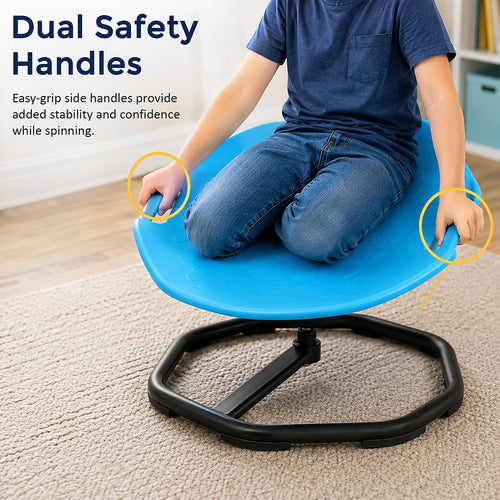 Large Sensory Spinning Chair for Kids with Handles 360° Balance Spin Seat Active Play Chair 100kg Blue