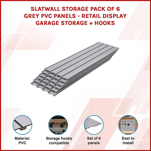 Slatwall Storage Pack for Retail Display Garage Storage - Grey PVC Panels