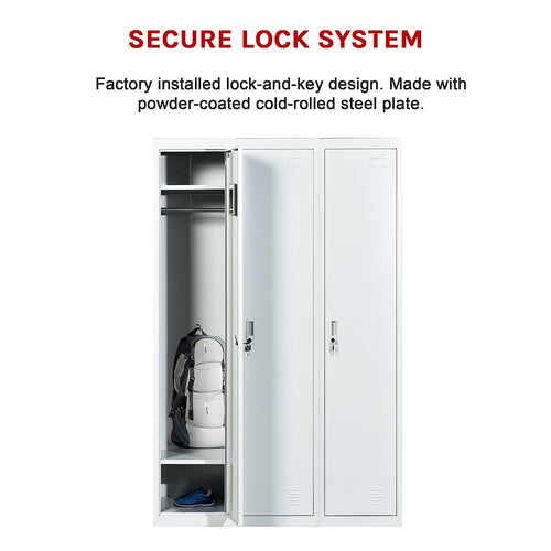 Three-Door Side by Side Storage Locker – Office, Gym & Shed Organisation Unit in Grey