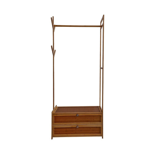 70cm Clothes Rack Stand Storage Shelves Modern Coat Tree - Dark Wood