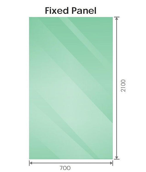 70x210cm Single Shower Glass Screen with Gunmetal Wall & Floor U Brackets