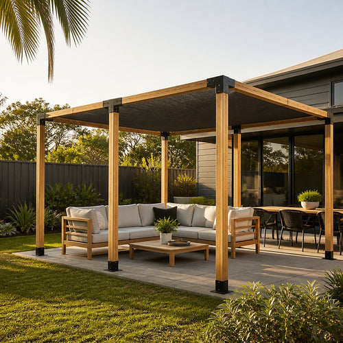 DIY Pergola Kit – Double with Black Screens Set with Brackets