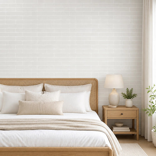 White Brick Wallpaper Vinyl Vintage