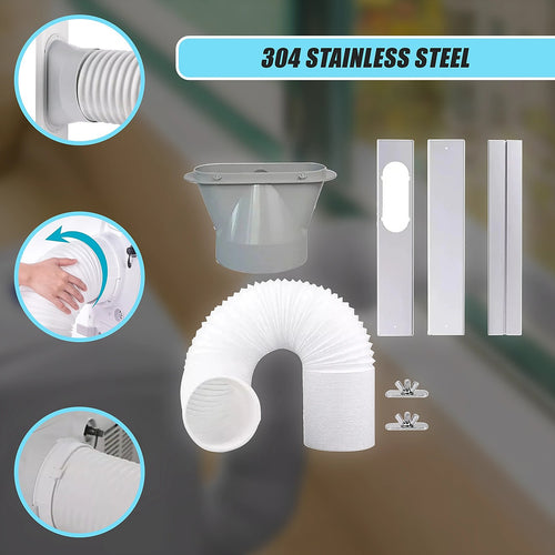 Portable Aircon Window Kit – Exhaust Hose, Adapter & Slide Plate Set for Venting