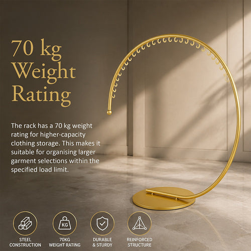 Commercial Clothes Rail – 160cm Curved Gold Metal Rack